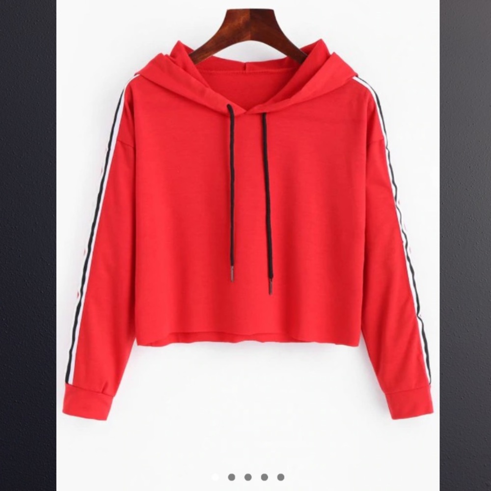 BRAND NEW red, white, and black cropped sweatshirt